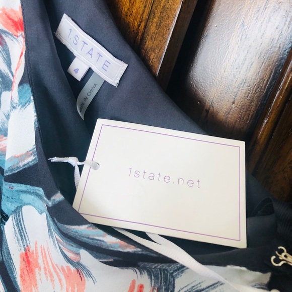 1.State Floral Print One Shoulder Popover Romper - Picture 6 of 8